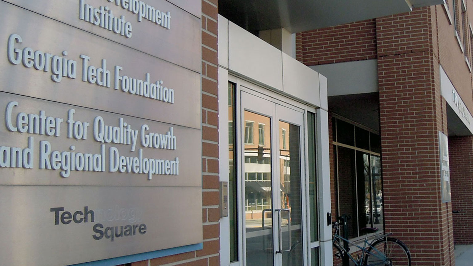 A photo of the front door of 760 Spring Street, adjacent to Tech Square.